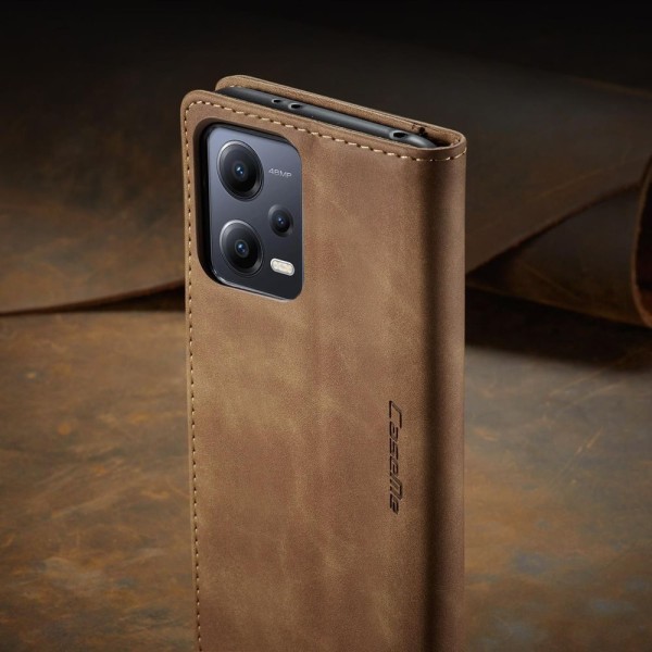 Чохол-книжка CaseMe Нубук для Xiaomi Redmi Note 12 5G світло-коричневий