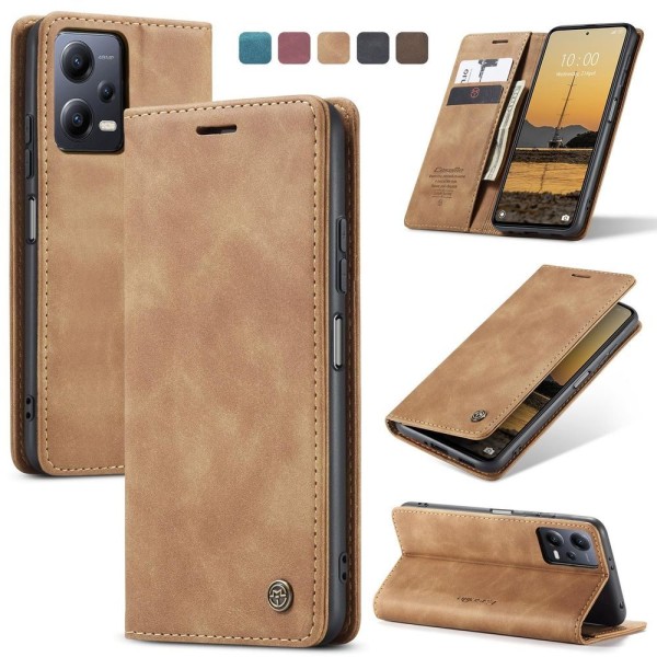 Чохол-книжка CaseMe Нубук для Xiaomi Redmi Note 12 5G світло-коричневий