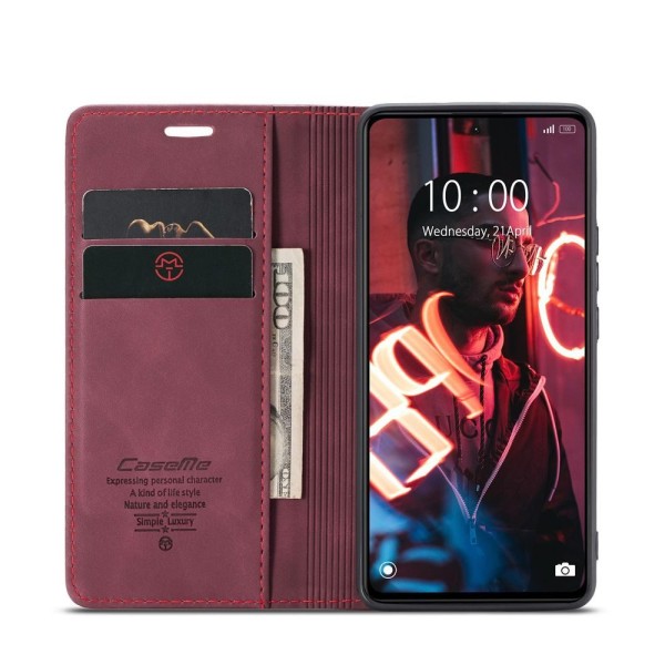 Чохол-книжка CaseMe Нубук для Xiaomi Redmi Note 12 Pro 5G бордовий