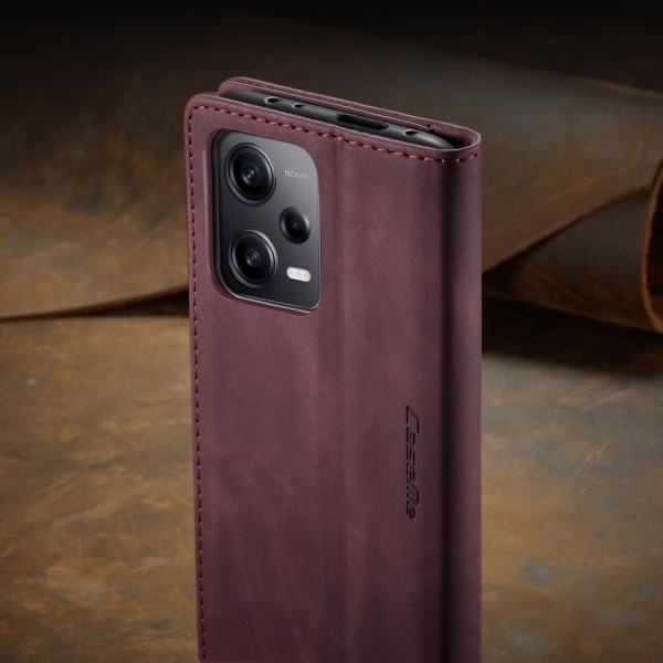 Чохол-книжка CaseMe Нубук для Xiaomi Redmi Note 12 Pro 5G бордовий