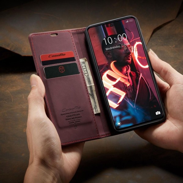 Чохол-книжка CaseMe Нубук для Xiaomi Redmi Note 12 Pro 5G бордовий