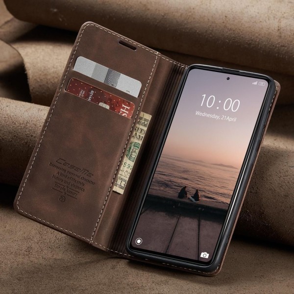 Чохол-книжка CaseMe Нубук для Xiaomi Redmi Note 12 Pro 5G темно-коричневий