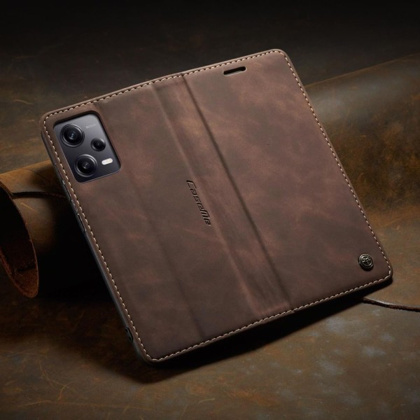 Чохол-книжка CaseMe Нубук для Xiaomi Redmi Note 12 Pro 5G темно-коричневий