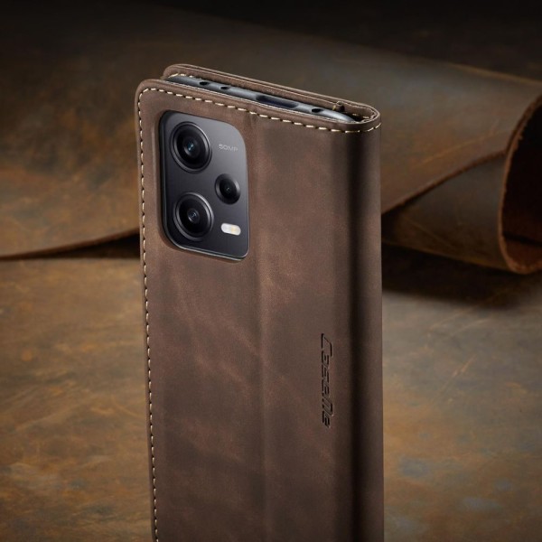 Чохол-книжка CaseMe Нубук для Xiaomi Redmi Note 12 Pro 5G темно-коричневий