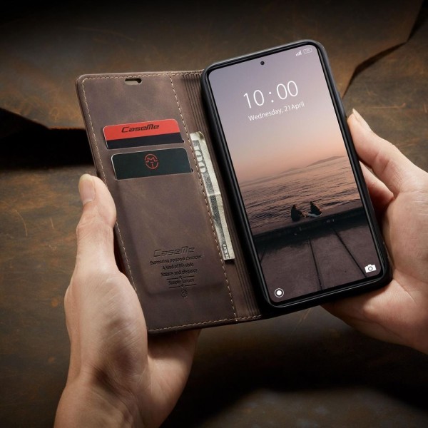 Чохол-книжка CaseMe Нубук для Xiaomi Redmi Note 12 Pro 5G темно-коричневий