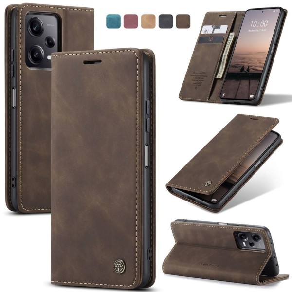 Чохол-книжка CaseMe Нубук для Xiaomi Redmi Note 12 Pro 5G темно-коричневий
