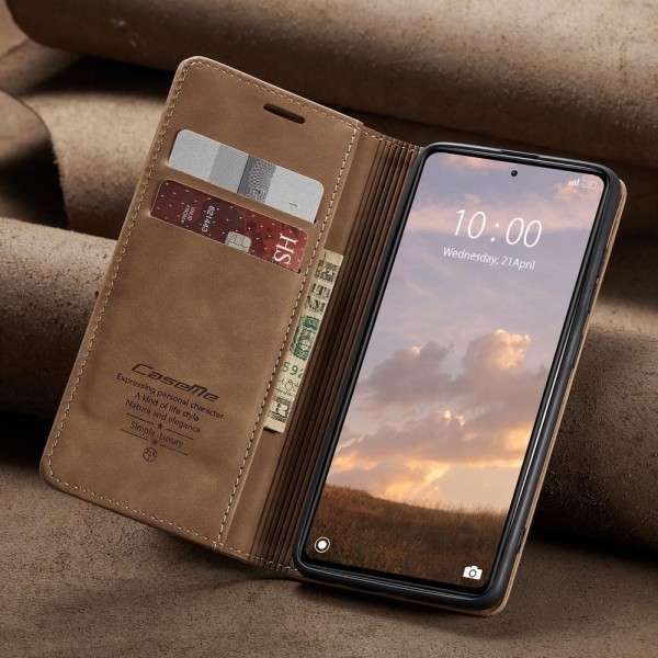 Чохол-книжка CaseMe Нубук для Xiaomi Redmi Note 12 Pro 5G світло-коричневий