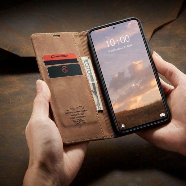 Чохол-книжка CaseMe Нубук для Xiaomi Redmi Note 12 Pro 5G світло-коричневий