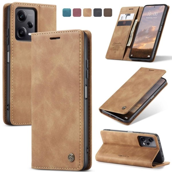 Чохол-книжка CaseMe Нубук для Xiaomi Redmi Note 12 Pro 5G світло-коричневий