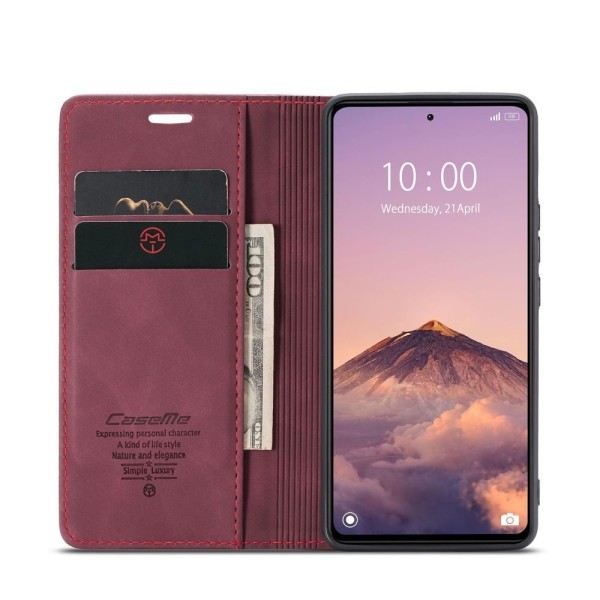 Чохол-книжка CaseMe Нубук для Xiaomi Redmi Note 12 Pro+ 5G бордовий
