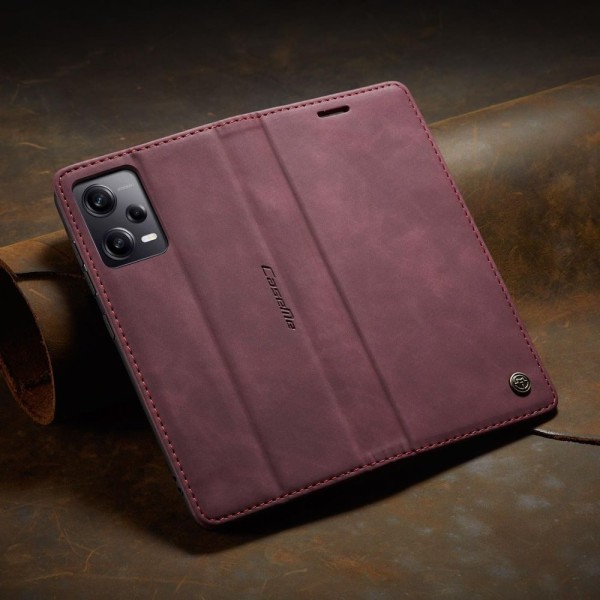 Чохол-книжка CaseMe Нубук для Xiaomi Redmi Note 12 Pro+ 5G бордовий