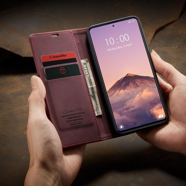 Чохол-книжка CaseMe Нубук для Xiaomi Redmi Note 12 Pro+ 5G бордовий