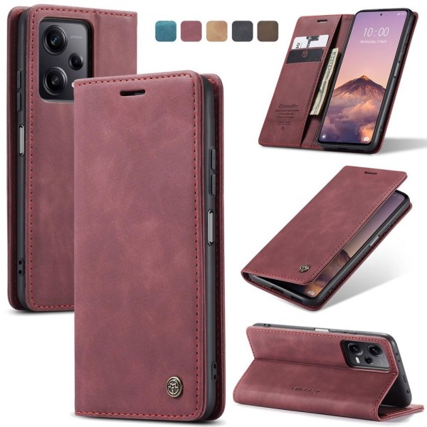 Чохол-книжка CaseMe Нубук для Xiaomi Redmi Note 12 Pro+ 5G бордовий