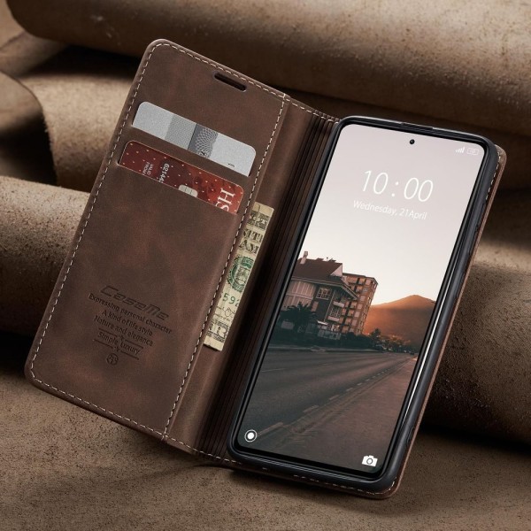 Чохол-книжка CaseMe Нубук для Xiaomi Redmi Note 12 Pro+ 5G темно-коричневий