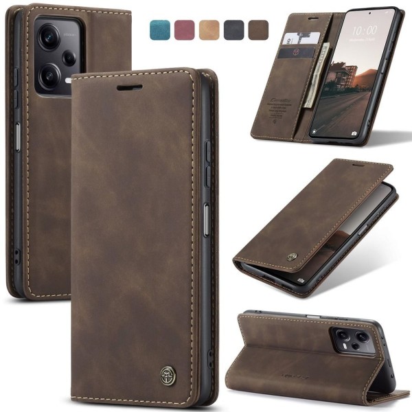 Чохол-книжка CaseMe Нубук для Xiaomi Redmi Note 12 Pro+ 5G темно-коричневий
