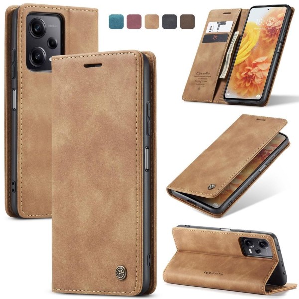 Чохол-книжка CaseMe Нубук для Xiaomi Redmi Note 12 Pro+ 5G світло-коричневий