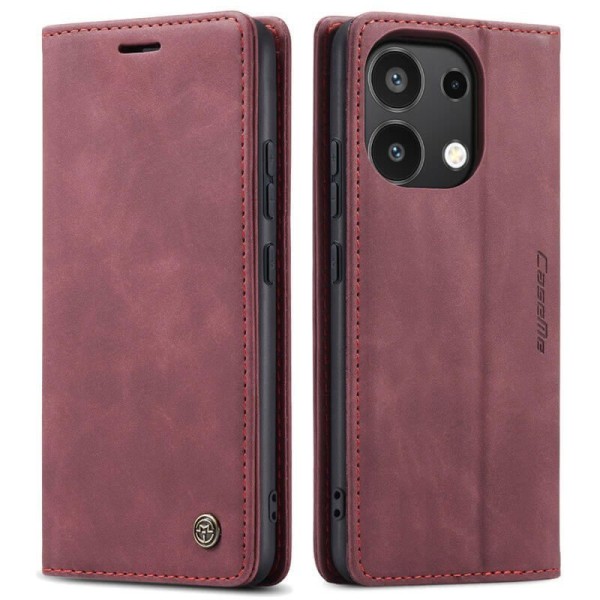 Чохол-книжка CaseMe Нубук для Xiaomi Redmi Note 13 4G бордовий