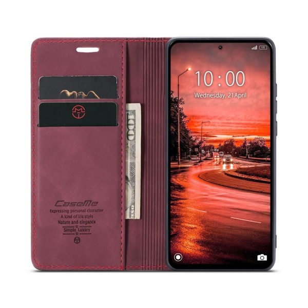 Чохол-книжка CaseMe Нубук для Xiaomi Redmi Note 13 4G бордовий