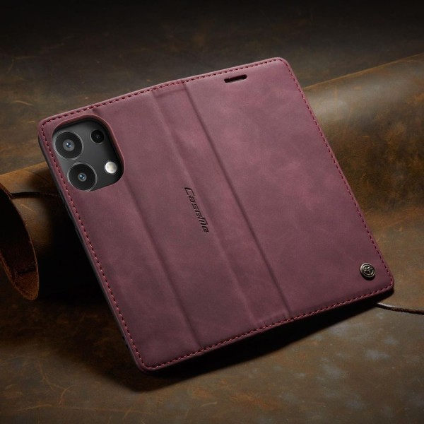Чохол-книжка CaseMe Нубук для Xiaomi Redmi Note 13 4G бордовий