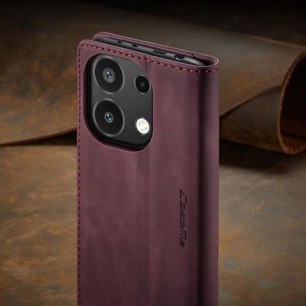 Чохол-книжка CaseMe Нубук для Xiaomi Redmi Note 13 4G бордовий