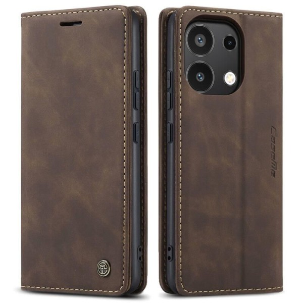 Чохол-книжка CaseMe Нубук для Xiaomi Redmi Note 13 4G темно-коричневий