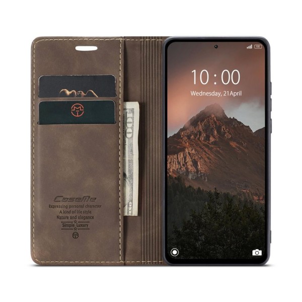 Чохол-книжка CaseMe Нубук для Xiaomi Redmi Note 13 4G темно-коричневий