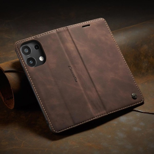 Чохол-книжка CaseMe Нубук для Xiaomi Redmi Note 13 4G темно-коричневий