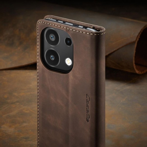 Чохол-книжка CaseMe Нубук для Xiaomi Redmi Note 13 4G темно-коричневий