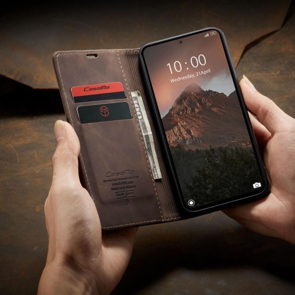 Чохол-книжка CaseMe Нубук для Xiaomi Redmi Note 13 4G темно-коричневий