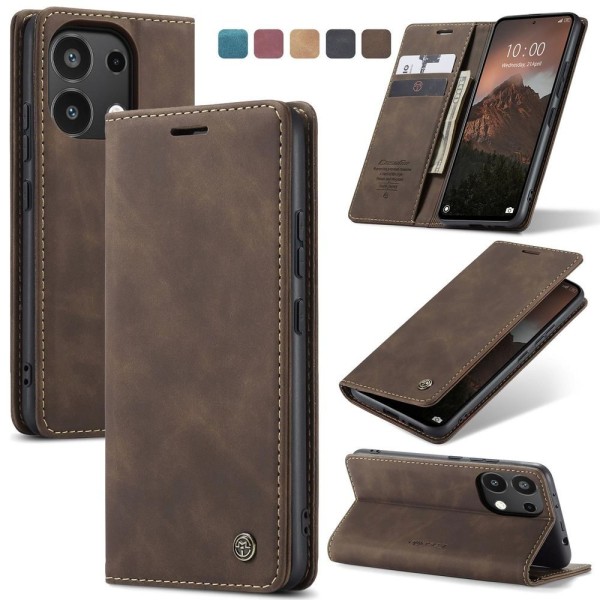 Чохол-книжка CaseMe Нубук для Xiaomi Redmi Note 13 4G темно-коричневий