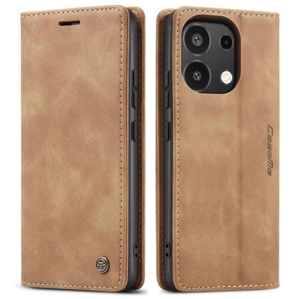 Чохол-книжка CaseMe Нубук для Xiaomi Redmi Note 13 4G світло-коричневий
