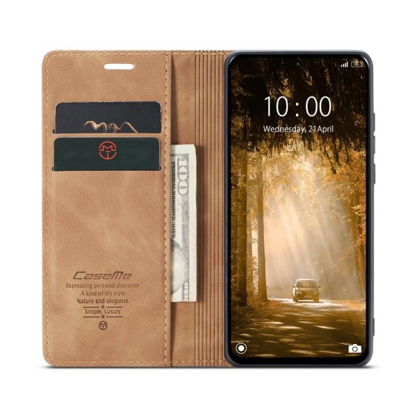 Чохол-книжка CaseMe Нубук для Xiaomi Redmi Note 13 4G світло-коричневий
