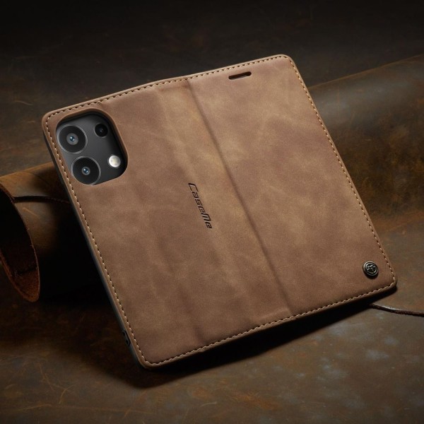 Чохол-книжка CaseMe Нубук для Xiaomi Redmi Note 13 4G світло-коричневий