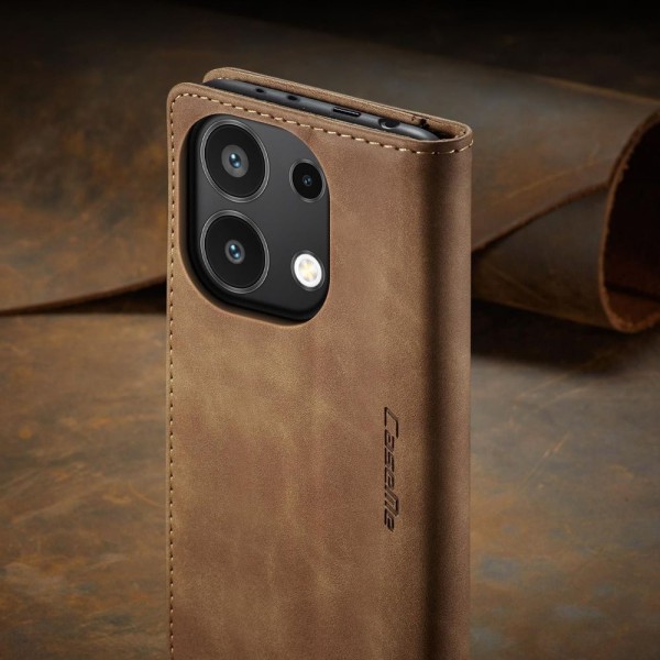 Чохол-книжка CaseMe Нубук для Xiaomi Redmi Note 13 4G світло-коричневий