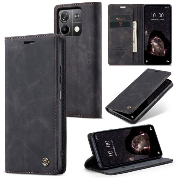 Чохол-книжка CaseMe Нубук для Xiaomi Redmi Note 13 5G чорний