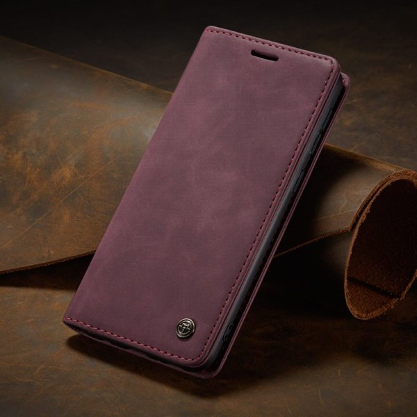 Чохол-книжка CaseMe Нубук для Xiaomi Redmi Note 13 5G бордовий