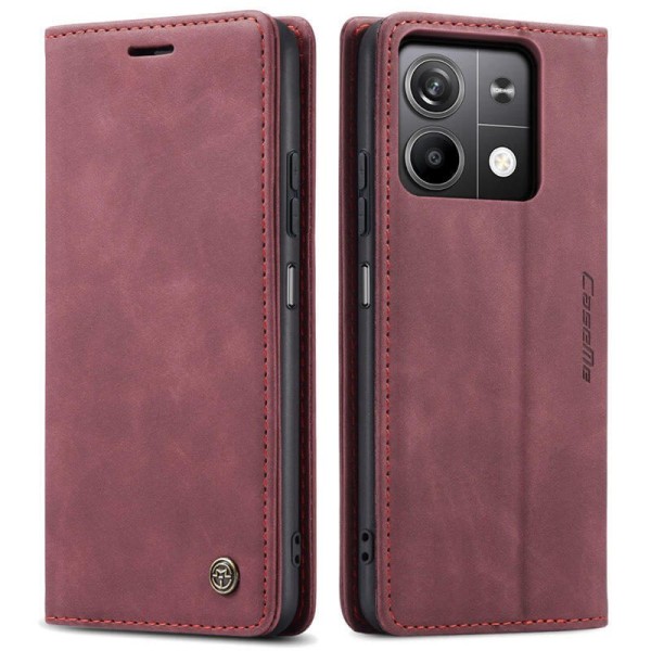 Чохол-книжка CaseMe Нубук для Xiaomi Redmi Note 13 5G бордовий