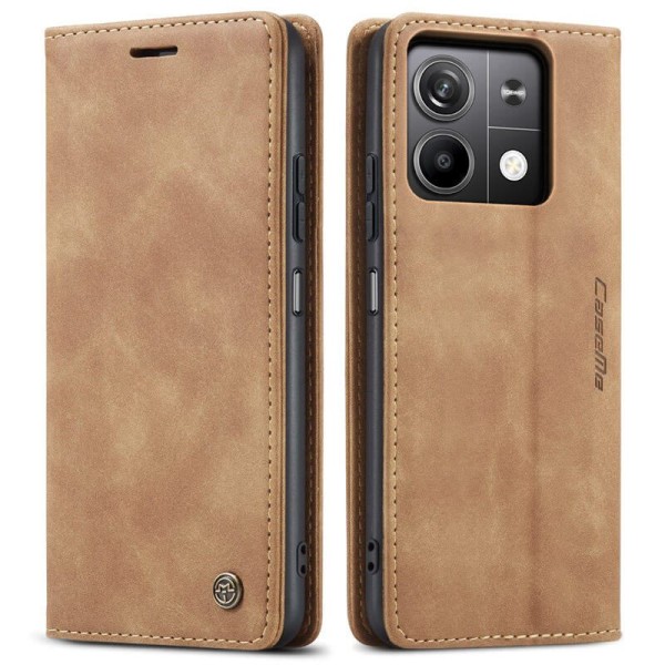 Чохол-книжка CaseMe Нубук для Xiaomi Redmi Note 13 5G світло-коричневий