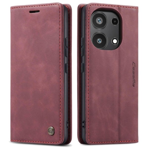 Чохол-книжка CaseMe Нубук для Xiaomi Redmi Note 13 Pro 4G бордовий