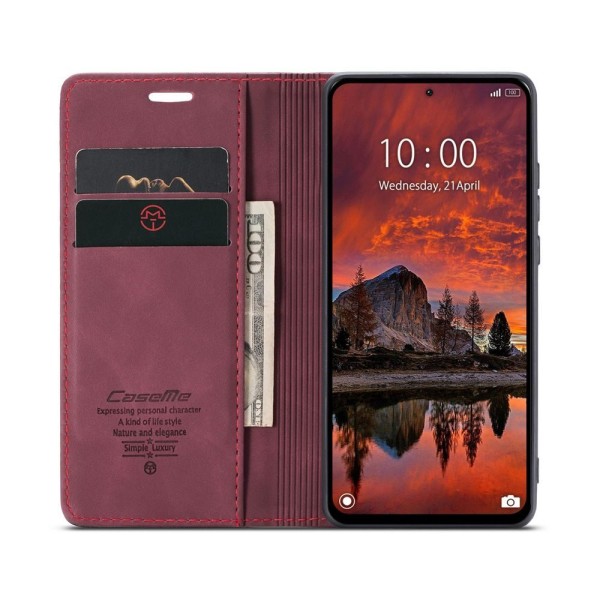 Чохол-книжка CaseMe Нубук для Xiaomi Redmi Note 13 Pro 4G бордовий