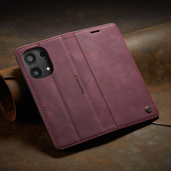 Чохол-книжка CaseMe Нубук для Xiaomi Redmi Note 13 Pro 4G бордовий