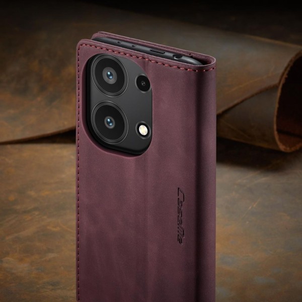 Чохол-книжка CaseMe Нубук для Xiaomi Redmi Note 13 Pro 4G бордовий
