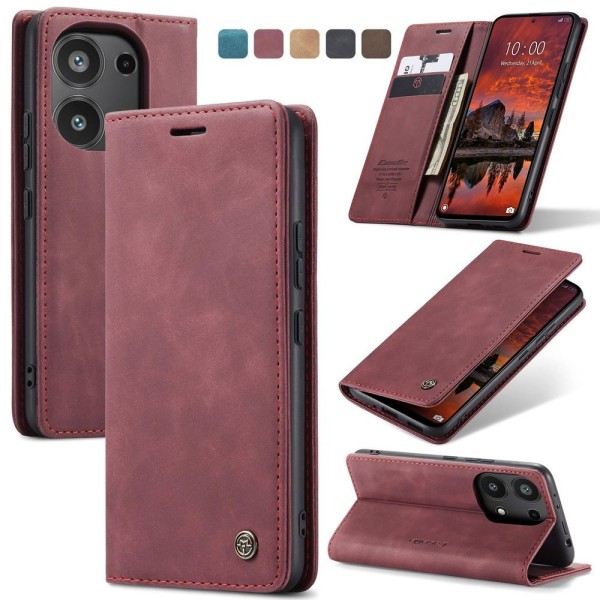 Чохол-книжка CaseMe Нубук для Xiaomi Redmi Note 13 Pro 4G бордовий