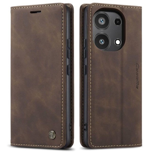 Чохол-книжка CaseMe Нубук для Xiaomi Redmi Note 13 Pro 4G темно-коричневий