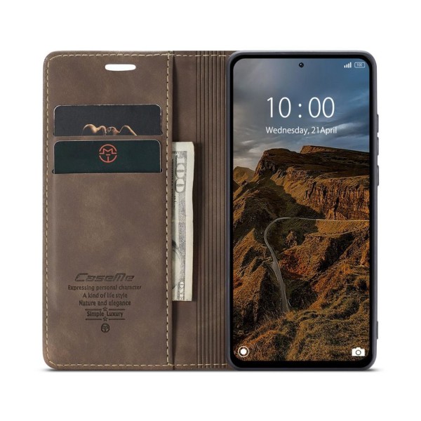 Чохол-книжка CaseMe Нубук для Xiaomi Redmi Note 13 Pro 4G темно-коричневий