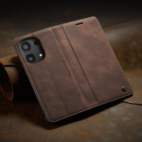 Чохол-книжка CaseMe Нубук для Xiaomi Redmi Note 13 Pro 4G темно-коричневий
