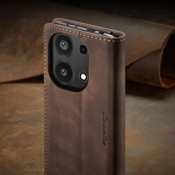 Чохол-книжка CaseMe Нубук для Xiaomi Redmi Note 13 Pro 4G темно-коричневий