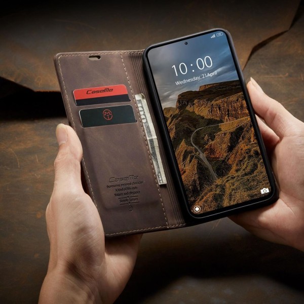 Чохол-книжка CaseMe Нубук для Xiaomi Redmi Note 13 Pro 4G темно-коричневий