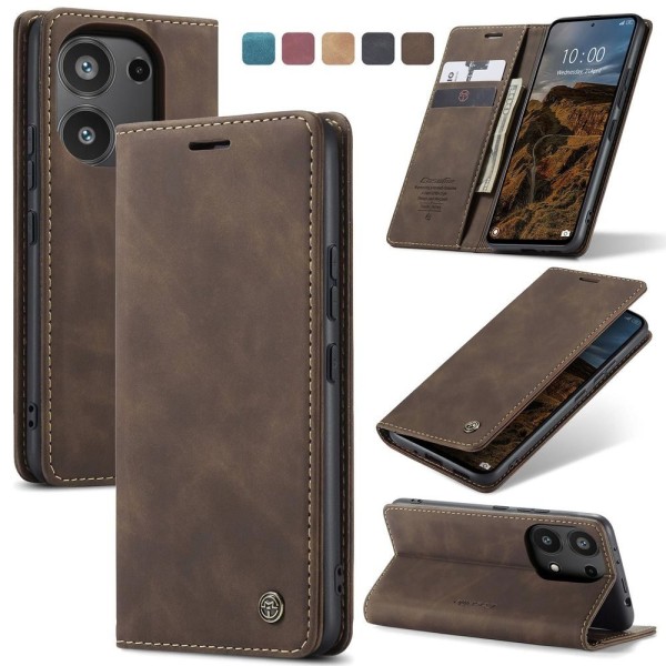 Чохол-книжка CaseMe Нубук для Xiaomi Redmi Note 13 Pro 4G темно-коричневий