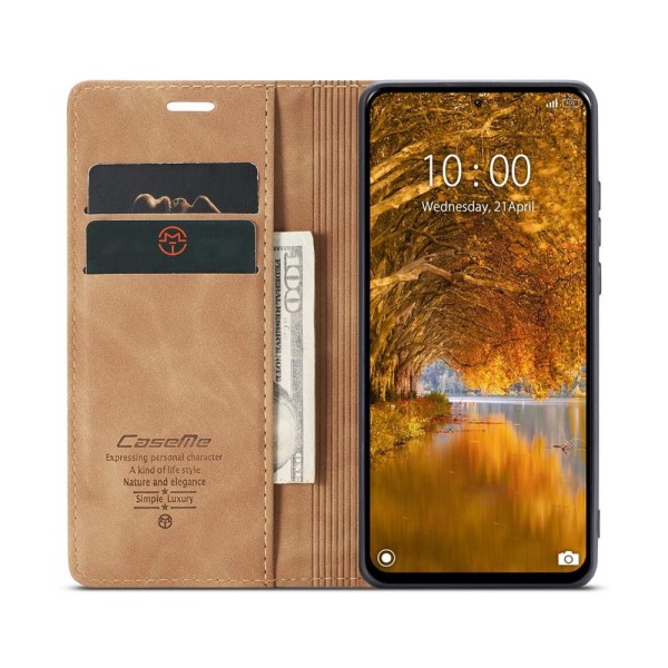 Чохол-книжка CaseMe Нубук для Xiaomi Redmi Note 13 Pro 4G світло-коричневий